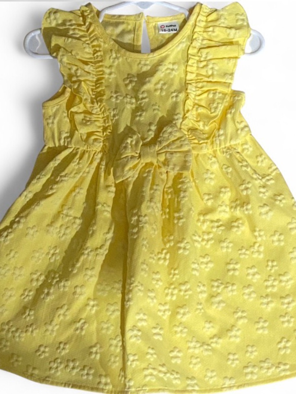 PatPat Yellow Ruffle Bow Dress for Girls 18-24 Months
